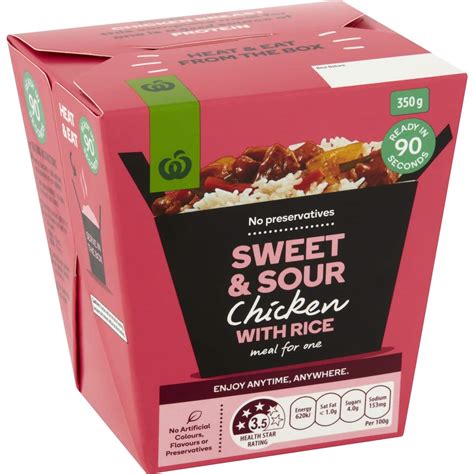 Woolworths Sweet And Sour Chicken With Rice 350g Pantry Bunch