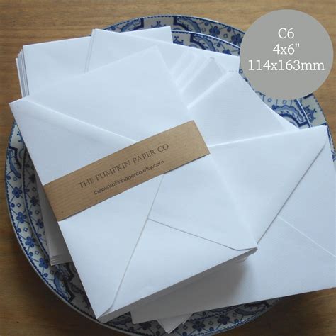 25 A6 White Envelopes C6 Envelopes 4x6 envelope White