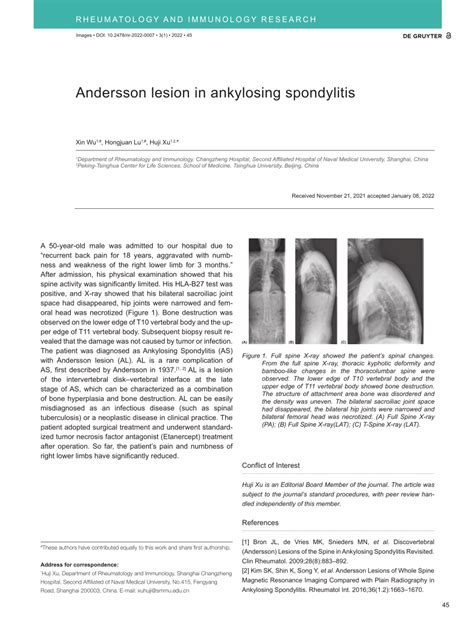 Pdf Andersson Lesion In Ankylosing Spondylitis