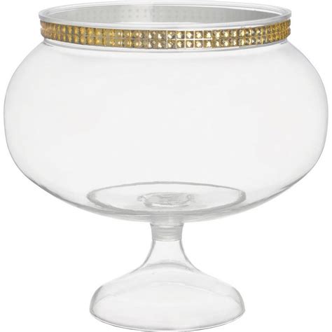 Gold Rhinestone Plastic Pedestal Bowl 60oz Party City