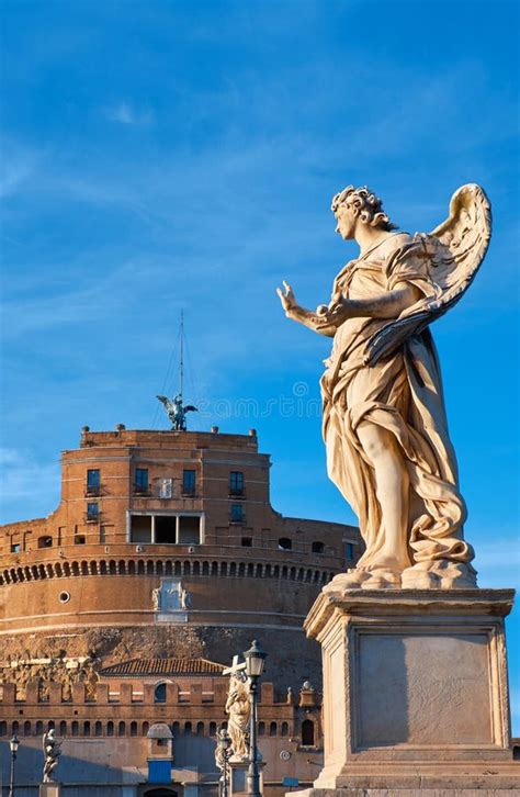 Statue of an Angel on Sant Angelo Bridge in Rome, Italy Stock Image ...