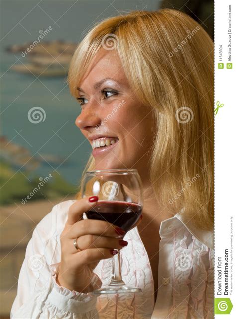 Happy Girl With A Wine Glass Stock Photo Image Of Smart Pretty 11648894