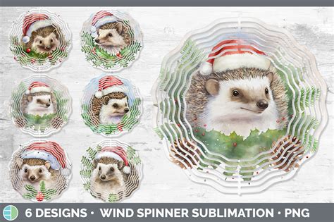 Santa Hedgehog Christmas Wind Spinner Graphic By Enliven Designs