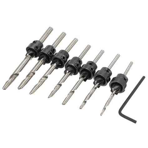 Brand New 7pcs Hss Woodworking Ti Countersink Drill Bit Set Wood