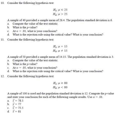 Solved 10 Consider The Following Hypothesis Test Hoμ ≤ 25