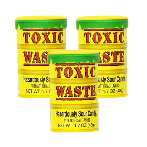 Toxic Waste 3 Pack Toxic Waste Original Yellow Drums Of Assorted Sour