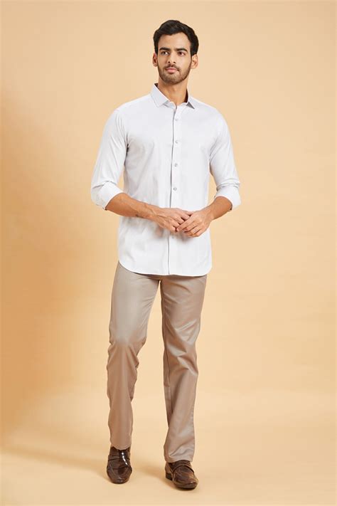 Buy Grey Oxford June Cuff Sleeve Shirt For Men By Hilo Design Online At