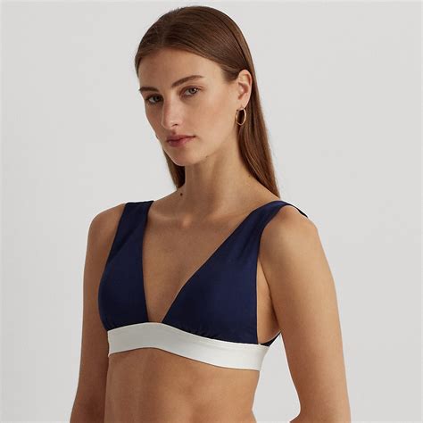 Ralph Lauren Two Tone Bikini Top Dark Navy Editorialist