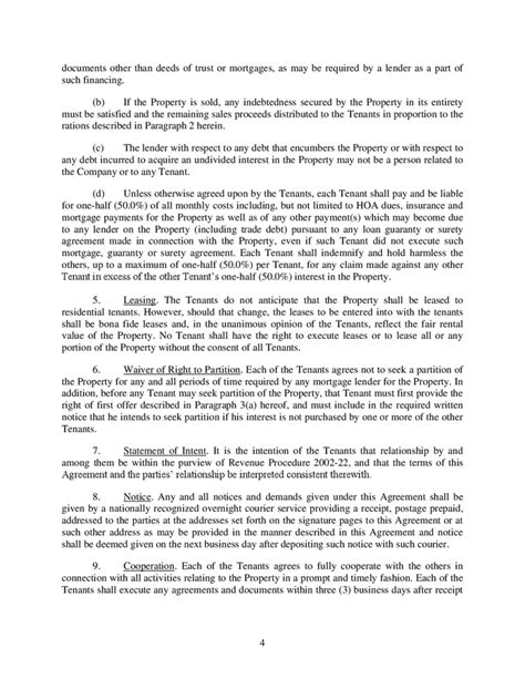 Joint Tenancy Agreement Template In Word And Pdf Formats Page 4 Of 7