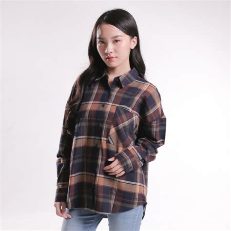 Jual Benhill Oversized Flannel Kotak Coklat A P Shopee Indonesia