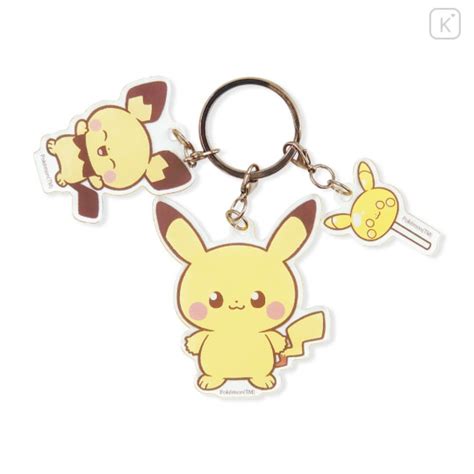 japan pokemon triple acrylic keychain pokepeace pikachu pichu