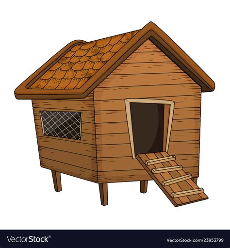 Cartoon Chicken Coop Design Isolated On White Vector Image