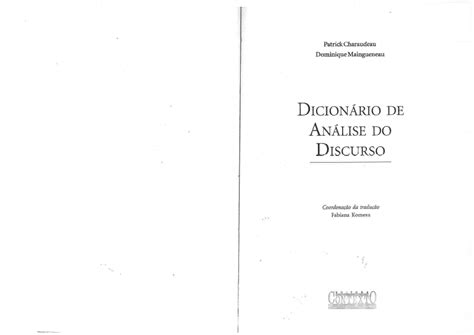 Dicionário De Ad Charadeau Maingueneau Análise Do Discurso