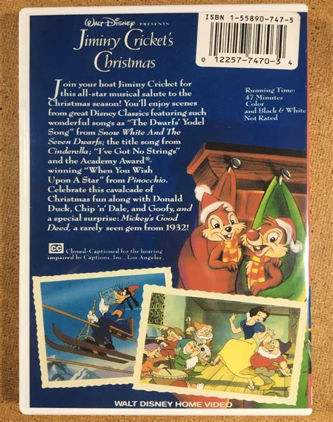 Jiminy Cricket's Christmas DVD 1986 Release- Walt Disney, Mickey Mouse ...