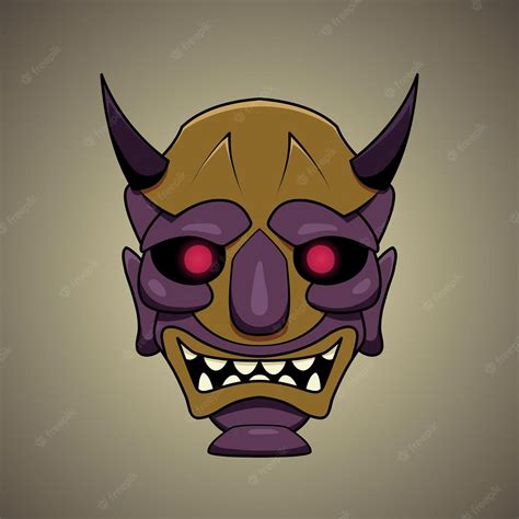 Premium Vector Vector Illustration Of Japanese Style Purple Oni Mask