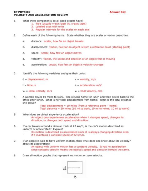 Velocity And Acceleration Calculation Worksheets