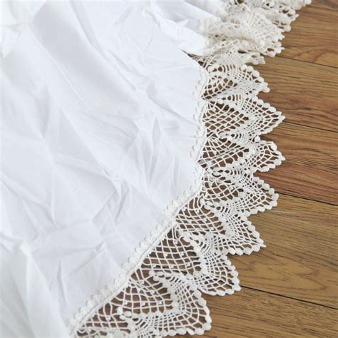 Queens House Vintage Crochet Lace Bed Skirt Dust Ruffles Coverlets