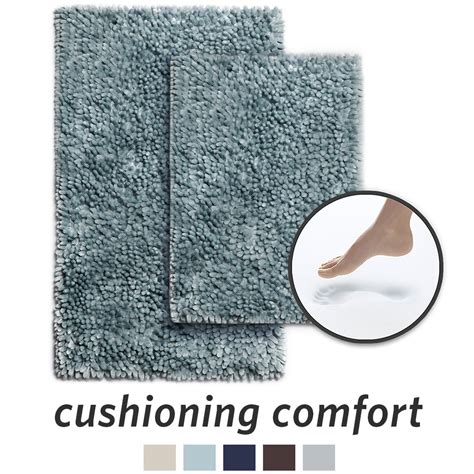 Microdry Softgloss Shiny Absorbent Shag Chenille Memory Foam Bath Mat