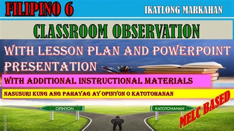 Cot Lesson Plan And Powerpoint Presentation Filipino 6 Third Quarter Youtube