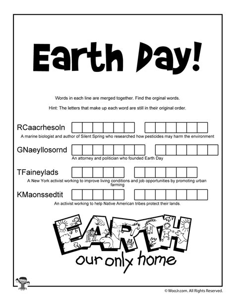 Earth Day Word Merge Puzzle Woo Jr Kids Activities Childrens