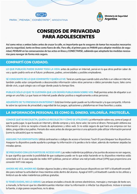 Consejos De Privacidad Para Adolescentes Argentina Gob Ar