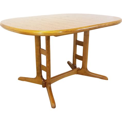 Table ovale scandinave vintage avec rallonge en chêne 1960 1970