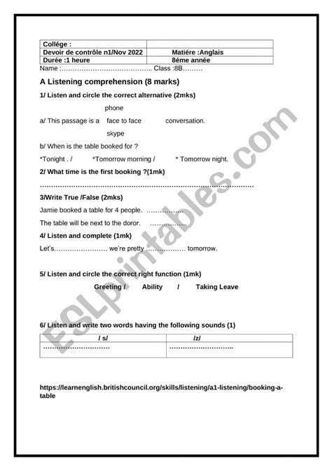 Mid Term Test Th Form Esl Worksheet By Eternal Learner