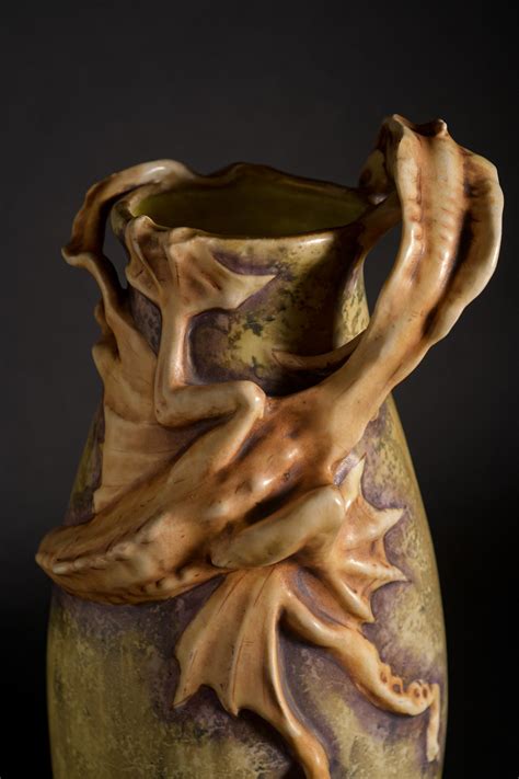 Art Nouveau Angry Web Footed Sea Monster Vase By Eduard Stellmacher For