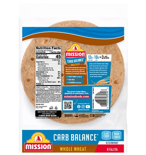 Carb Balance Fajita Whole Wheat Tortillas Mission Foods