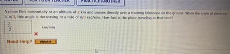 Solved ANOTHER A Plane Flies Horizontally At An Altitude Of Chegg