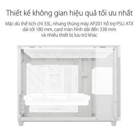 Vỏ Case Mini Microatx Asus Prime Ap201 Mesh White Matx Usb C 33 Lit