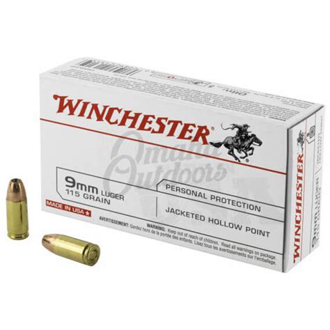 Winchester 9mm JHP 115 Grain 50 Rounds Omaha Outdoors