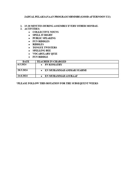 Jadual Pelaksanaan Program Mbmmbi 2024 Pdf