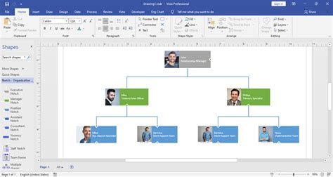 How To Change The Theme Of An Organization Chart In Microsoft Visio