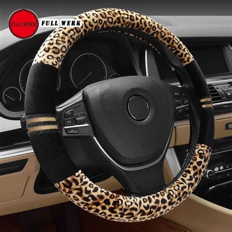 Cubierta de dirección de leopardo suave para coche Protector Universal