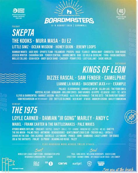 Kings Of Leon Skepta The 1975 Headline Boardmasters 2020 Ultimate