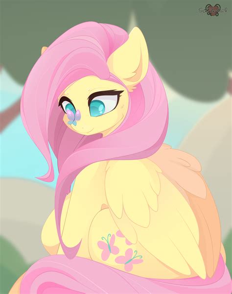 Safe Artist Xsatanielx Fluttershy Butterfly Pegasus