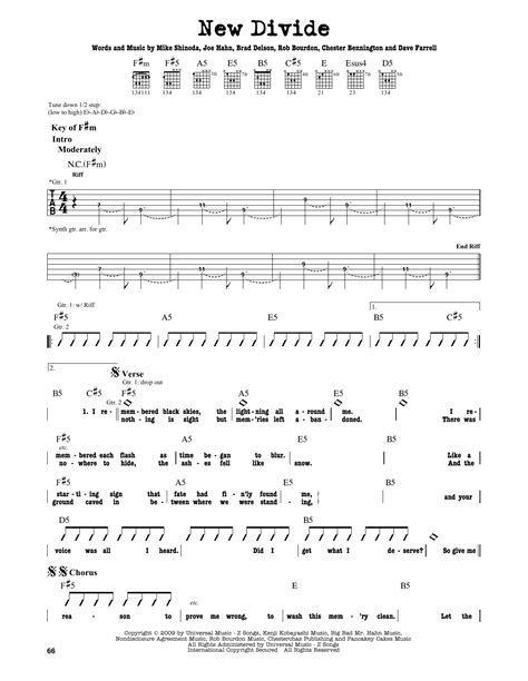 New Divide By Linkin Park Guitar Lead Sheet Guitar Instructor