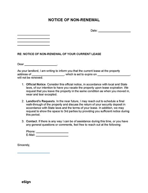 Free Non-Renewal Lease Letter Template | Sample | PDF | Word