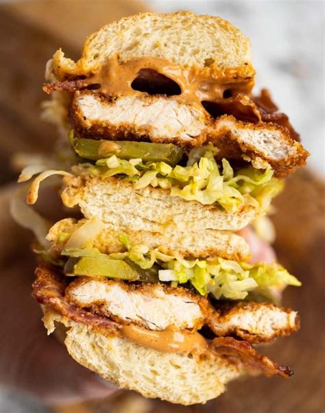 Crispy Chicken And Bacon Sandwich With Bbq Mayo Chicken Sandwich