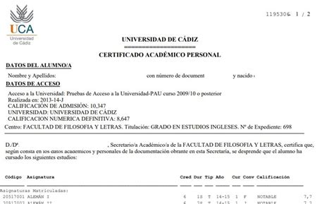 Certificados de título y notas de estudios cursados en instituciones de