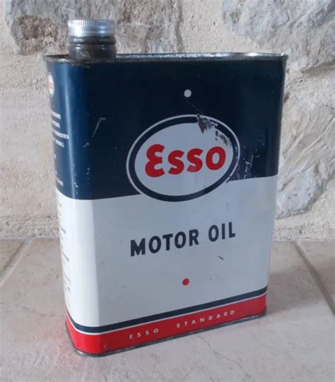 ANCIEN BIDON D HUILE Moteur ESSO Motor Oil France Vintage Oil Can Vieux