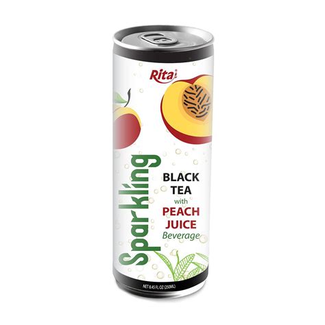 Carbonated Drinks SPARKLING BLACK TEA WITH PEACH JUICE 250 ML CANNED