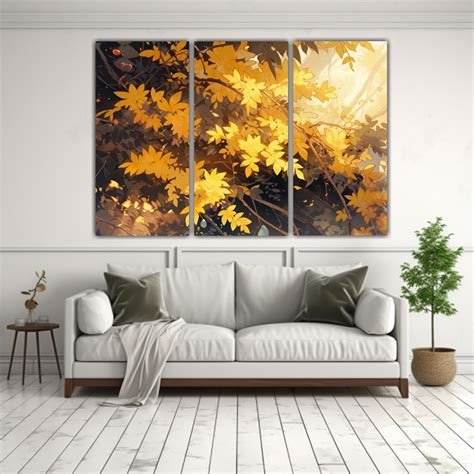 Cuadro Árbol En Amarillo Estilo Galería Decoración De Pared Exclusiva