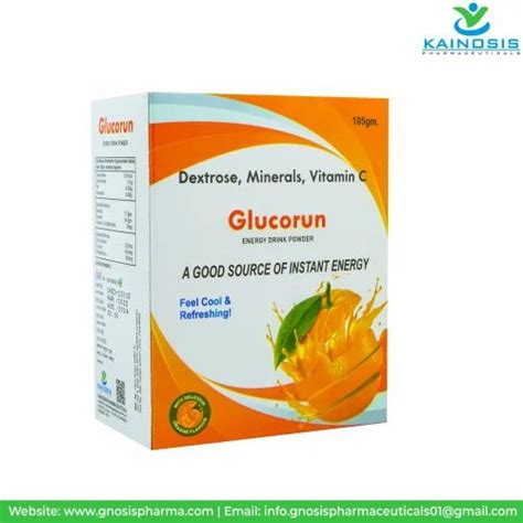 Orange Glucorun Instant Energy Drink Powder Packaging Type 105 Gram