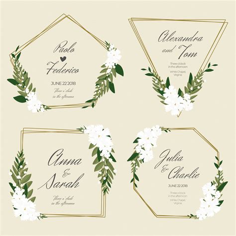 Floral banner for wedding with golden frames 1426938 Vector Art at Vecteezy