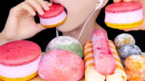 Asmr Macaron Ice Cream Strawberry Ice Cream 마카롱 딸기 아이스크림 먹방 アイスクリーム