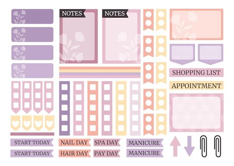 Conjunto De Adesivos De Planejador Semanal Macio E Colorido Para Agenda