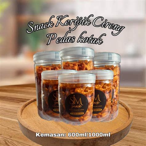 Jual Sjm Snack Keripik Cireng Pedas Kotak Toples Ml Shopee Indonesia