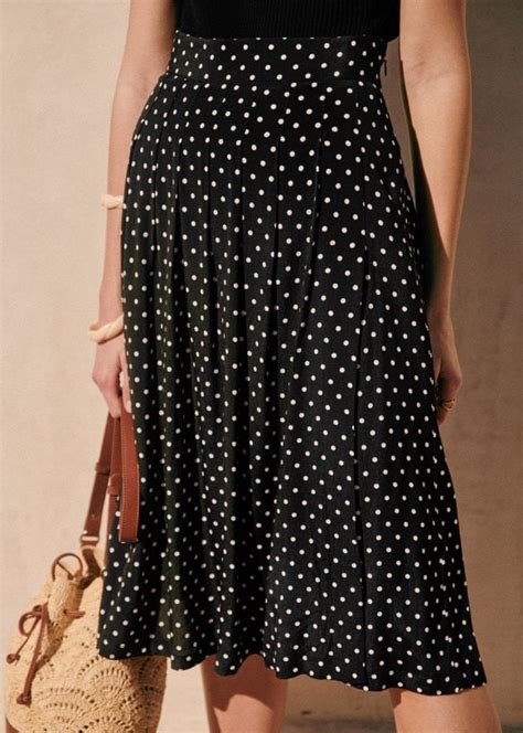 Alicia Skirt Black polka dots Viscose Sézane Sezane Black